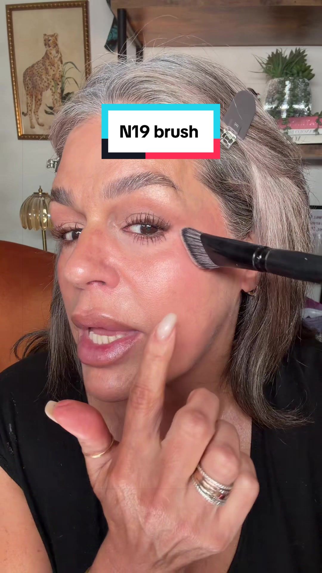 TikTok post by @seaswan6 for BK Beauty. Caption reads: N19 @BK Beauty Brushes is back in stock. This....