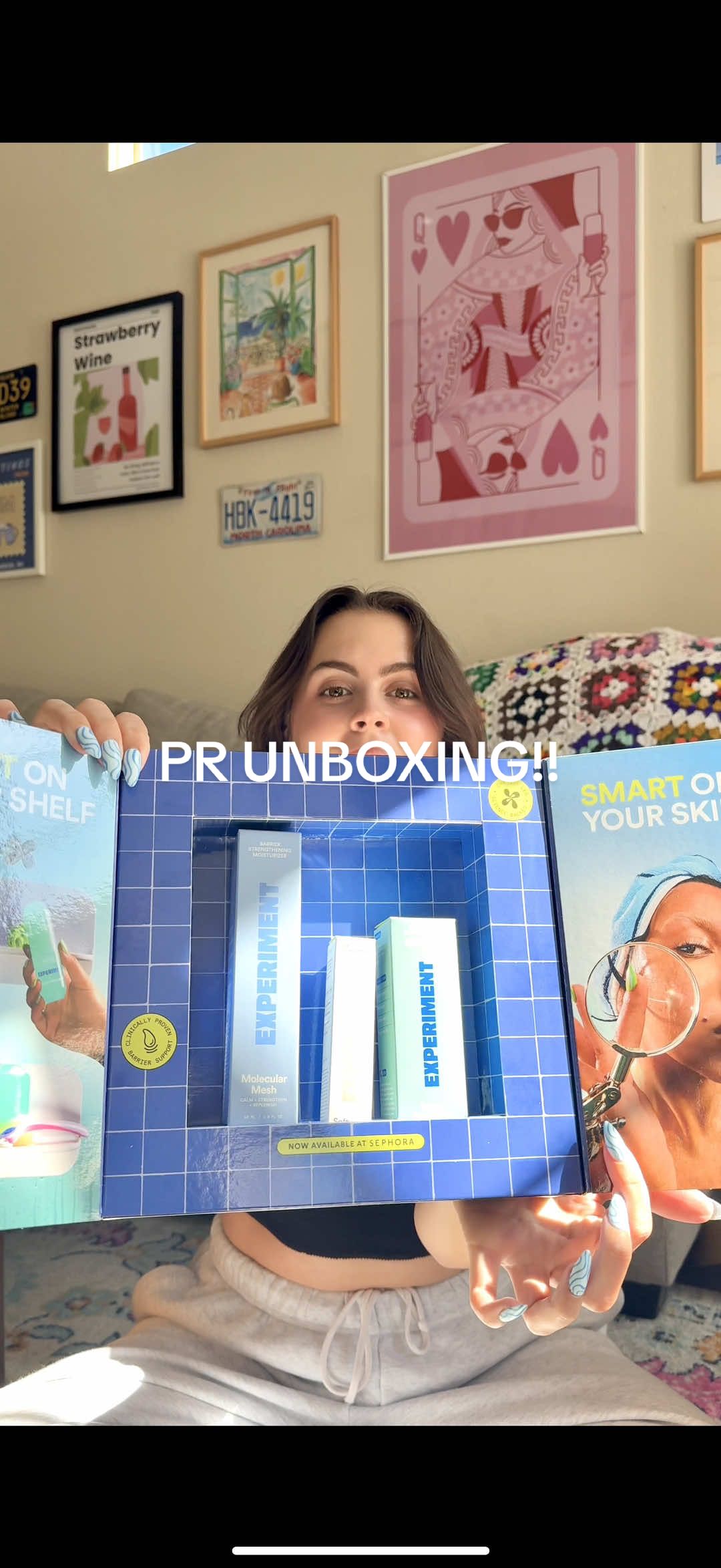 TikTok post by @sydneyheinemann for Banuskin. Caption reads: PR unboxing!! Thank you so much @Experiment Beauty....