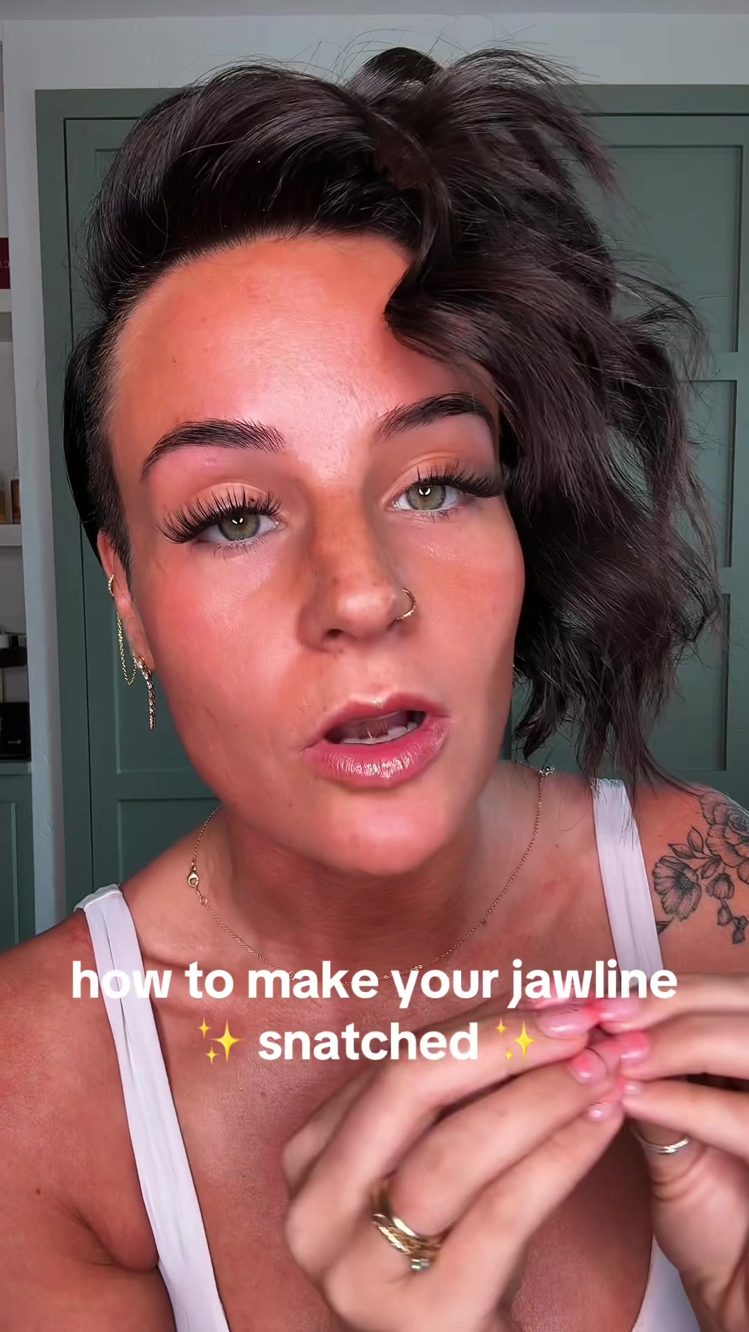 TikTok post by @jordi_renee for Oganacell. Caption reads: [...] I have short hair 👏🏻❤️ #SummerVibes....