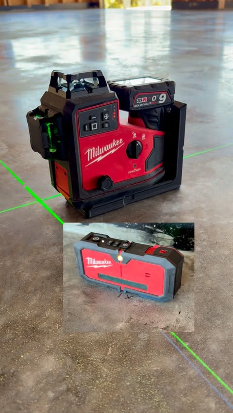 Instagram post by @tassie_carpenter for Milwaukee Tool. Caption reads: [...] ALIGN 3 PLANE LASER. With receiver.....