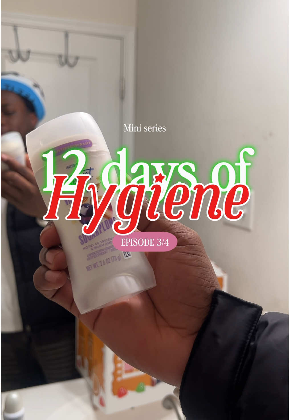 TikTok post by @mak.agb for Secret Deodorant. Caption reads: [...] #menshygiene #selfcare #adventcalendar....