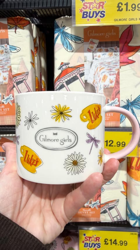Instagram post by @findingroisin for Home Bargains. Caption reads: NEW Gilmore Girls collection from @homebargains 🩷....