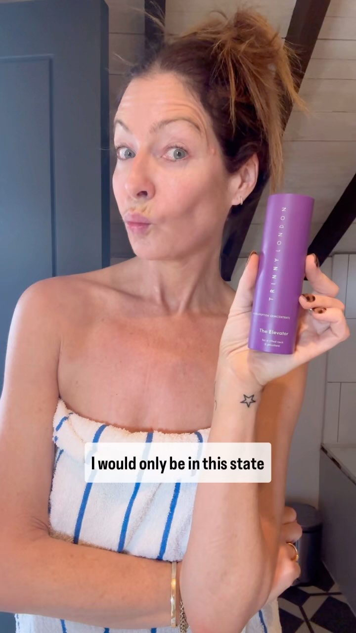 Instagram post by an influencer for Trinny London. Caption reads: AD Only for @trinnylondon would be half naked with....