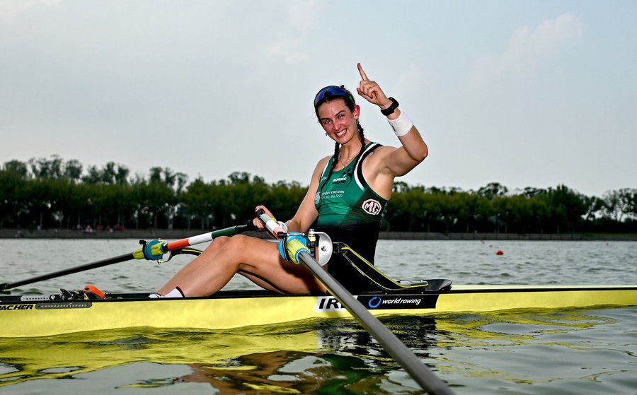 Instagram post by @rowingireland for Kinetica Sports. Caption reads: Double Gold for Rowing Ireland on the final day of....