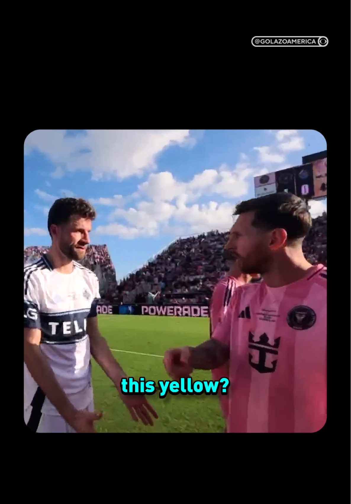 TikTok post by @cbssportsgolazo for Major League Soccer. Caption reads: [...] us Messi speaking English 😅 🎥: @Major....