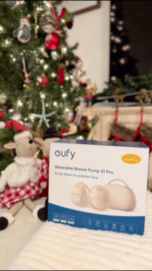 Instagram post by an influencer for eufy Baby. Caption reads: [...] *warm* way to pump! ❄️ With @eufyBaby....