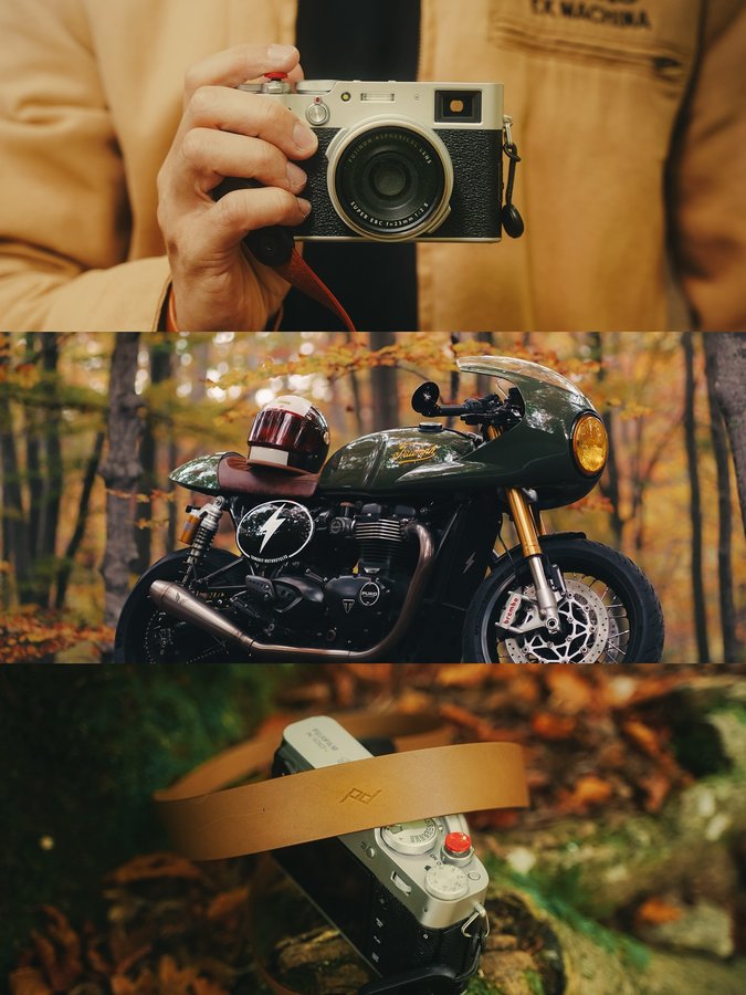 Instagram post by @puko.moto for Peak Design. Caption reads: Introducing the new Form Straps by @peakdesign....