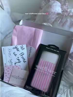 TikTok post by @destinyrochaaa for Wildflower Cases. Caption reads: in love thank you so much @Wildflower Cases !!! ♡....
