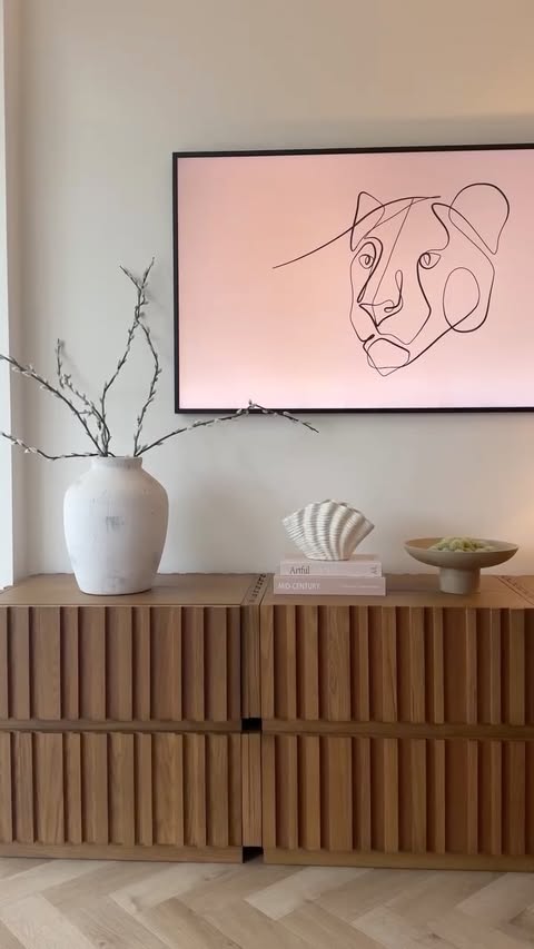 Instagram post by @ouraspey_abode for Hulalahome. Caption reads: [...] a difference a sideboard makes....