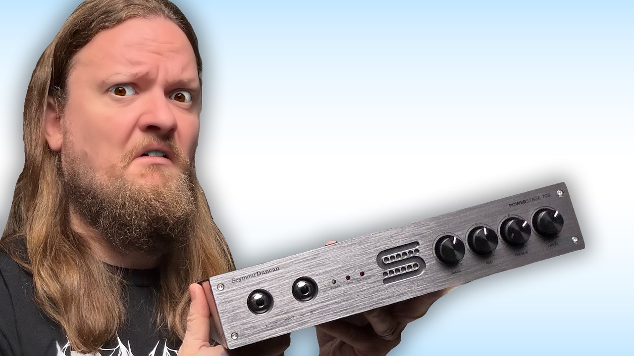 YouTube post by @TaylorDanley for Sweetwater Integration. Caption reads: I've been using the Seymour Duncan PowerStage 700....