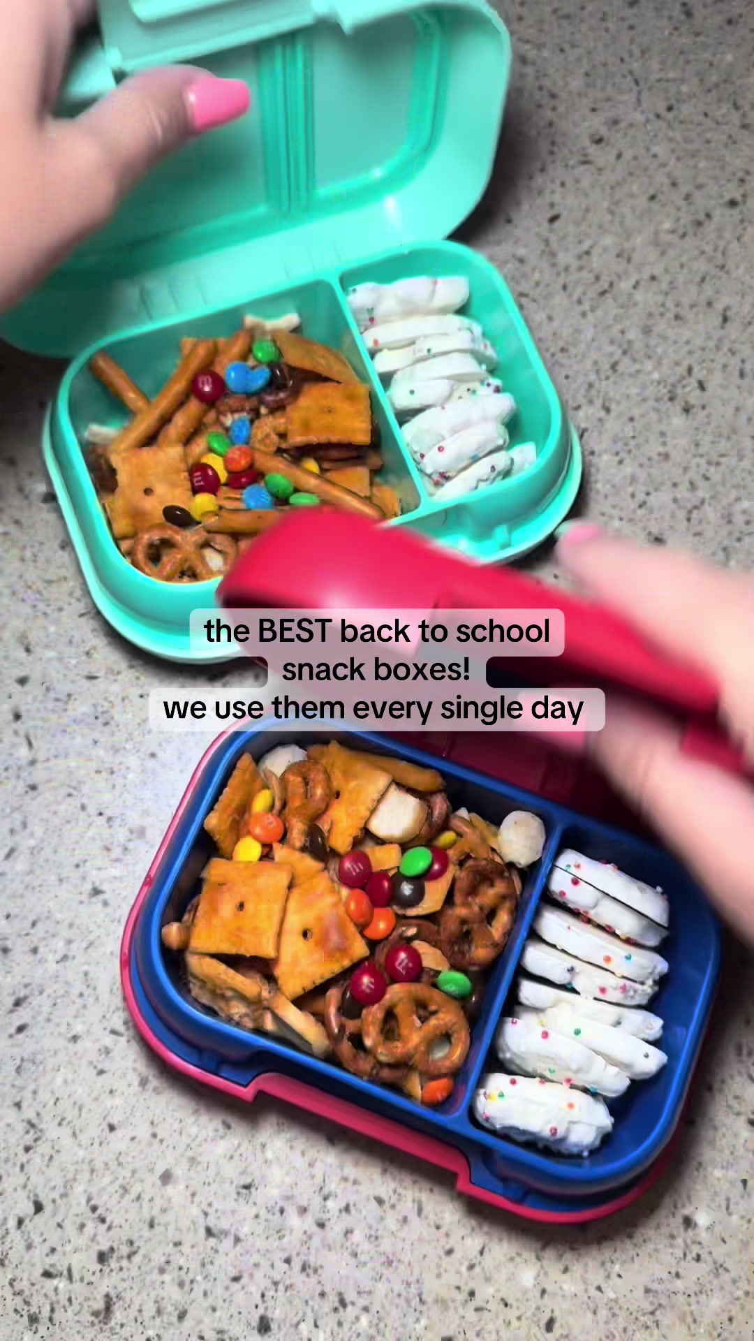 TikTok post by @dayswithmeg for Bentgo. Caption reads: [...] to school MUST HAVE for my kiddos! 📚🍪....
