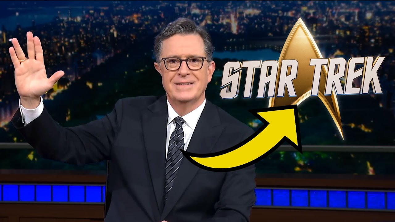 YouTube post by @TrekCulture for Acast. Caption reads: Stephen Colbert Is In Star Trek!.