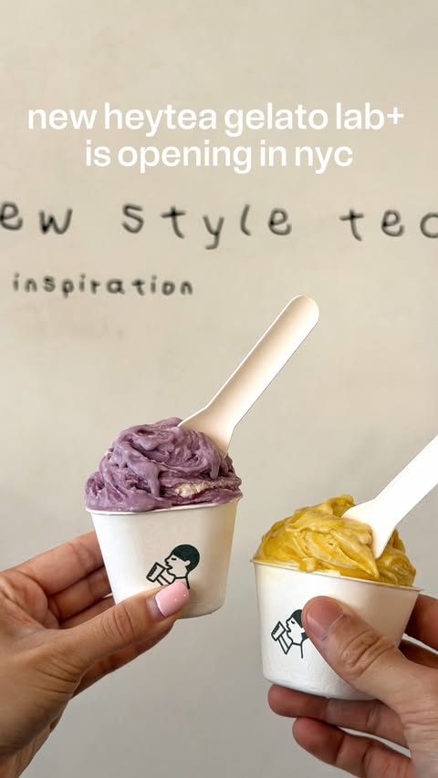 Instagram post by @imkellyliang for HEYTEA. Caption reads: @heytea.usa First gelato store is coming to NYC!....