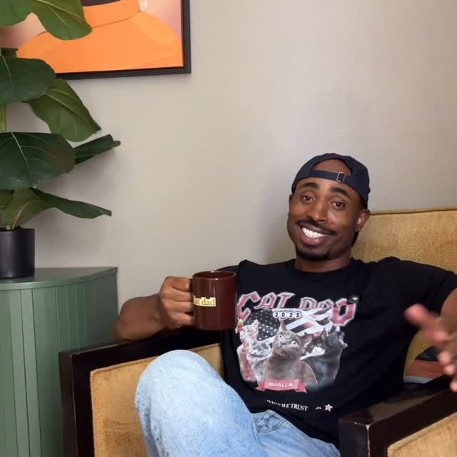 Instagram post by @richard__nevels for Smalls. Caption reads: @smallsforcats is 100% Cat Dad approved 👍🏾 [...].