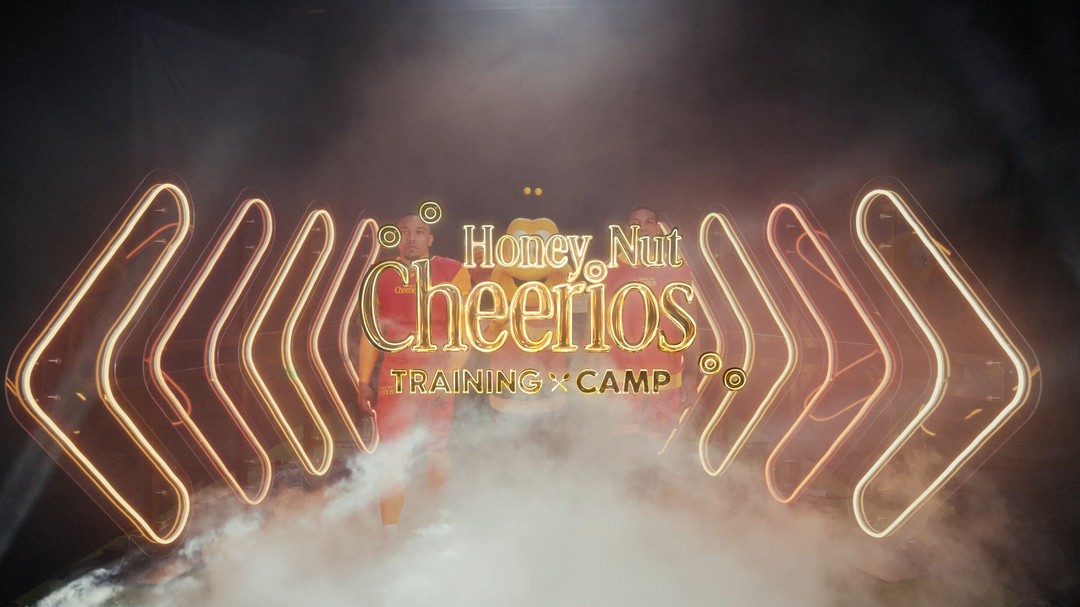 Instagram post by @amonra_stbrown for Cheerios. Caption reads: Sticky hands made for catching footballs (and....