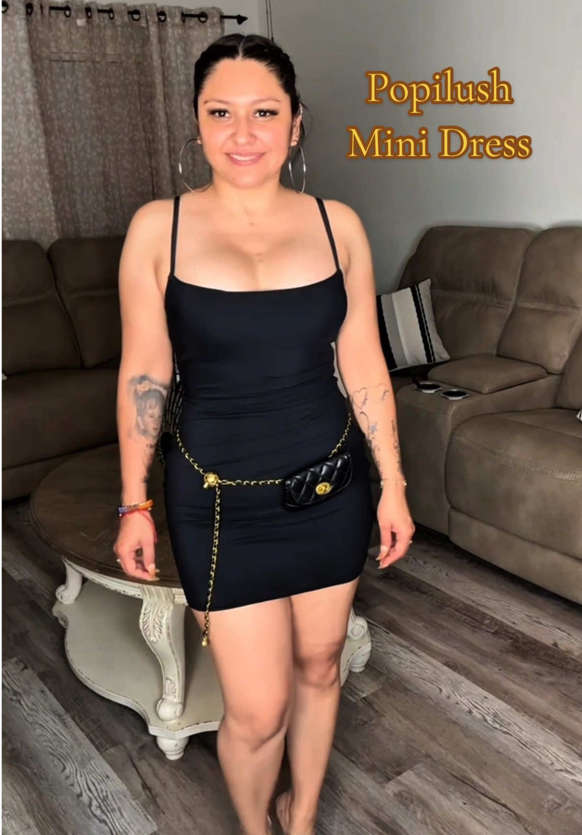 TikTok post by @lachikiss87 for Popilush. Caption reads: @Popilush LLC Mini Dress #shapewear #minidress....