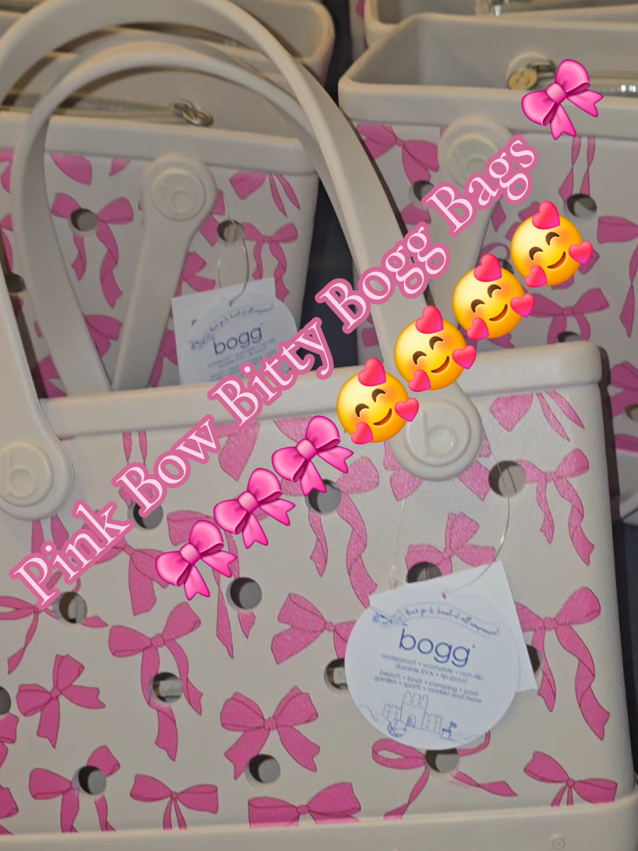 TikTok post by @lin340vi for BOGGBAG. Caption reads: @BoggBags Just a pink bow girly 🥰🎀 #boggbags....