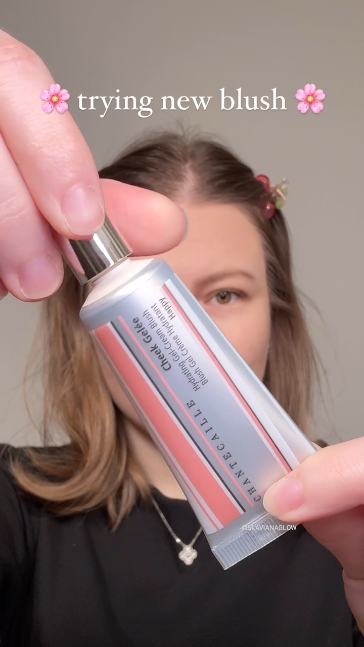 Instagram post by @slavianaglow for Chantecaille. Caption reads: a burst of glow 🍹🌸✨

@chantecaille Cheek Gelée....