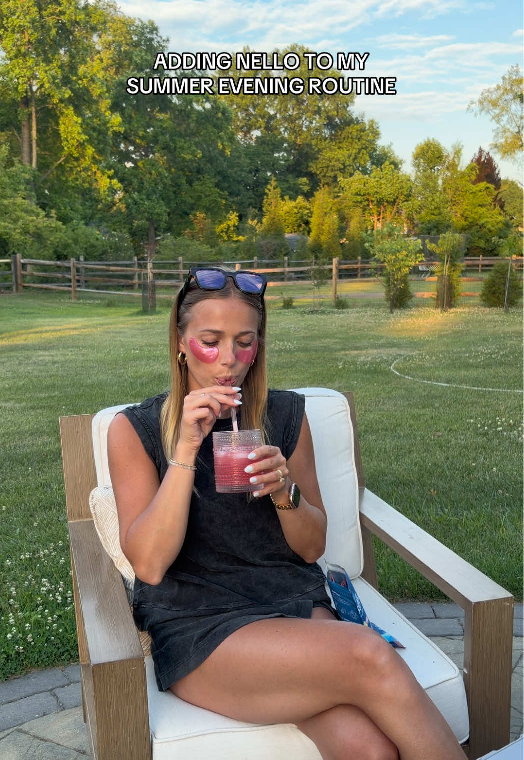TikTok post by @savannah.sullivann for drinknello. Caption reads: Ideal summer night as a teacher with @Nello !!....