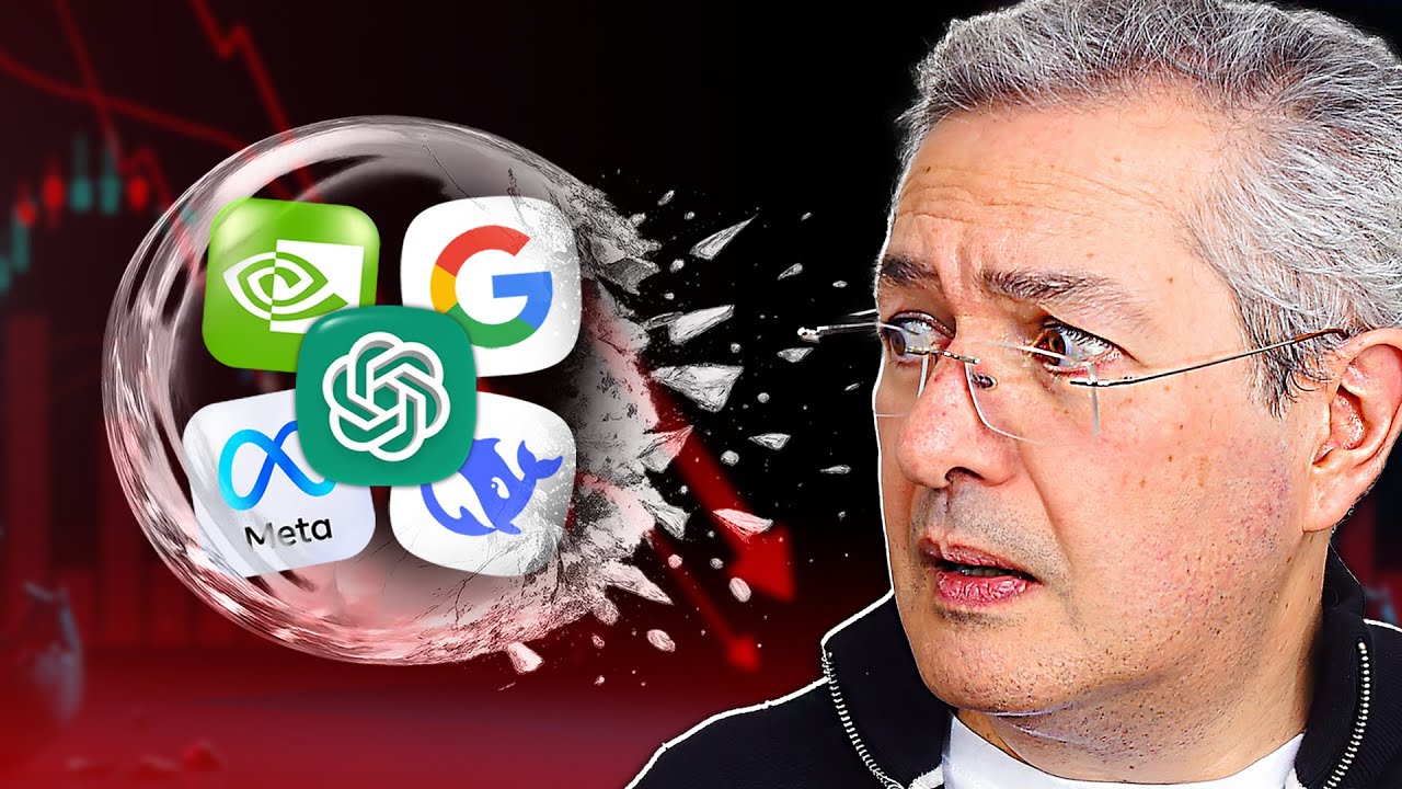 YouTube post by @Pensioncraft for Trading 212. Caption reads: AI Bubble About to Burst? Bank of England Warning.