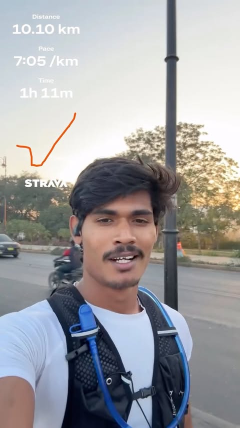 Instagram post by @_mr_eshwar_bolegar for MuscleBlaze. Caption reads: First 10K Run 🏃 of my Life 🔥📈
Crazy experience....