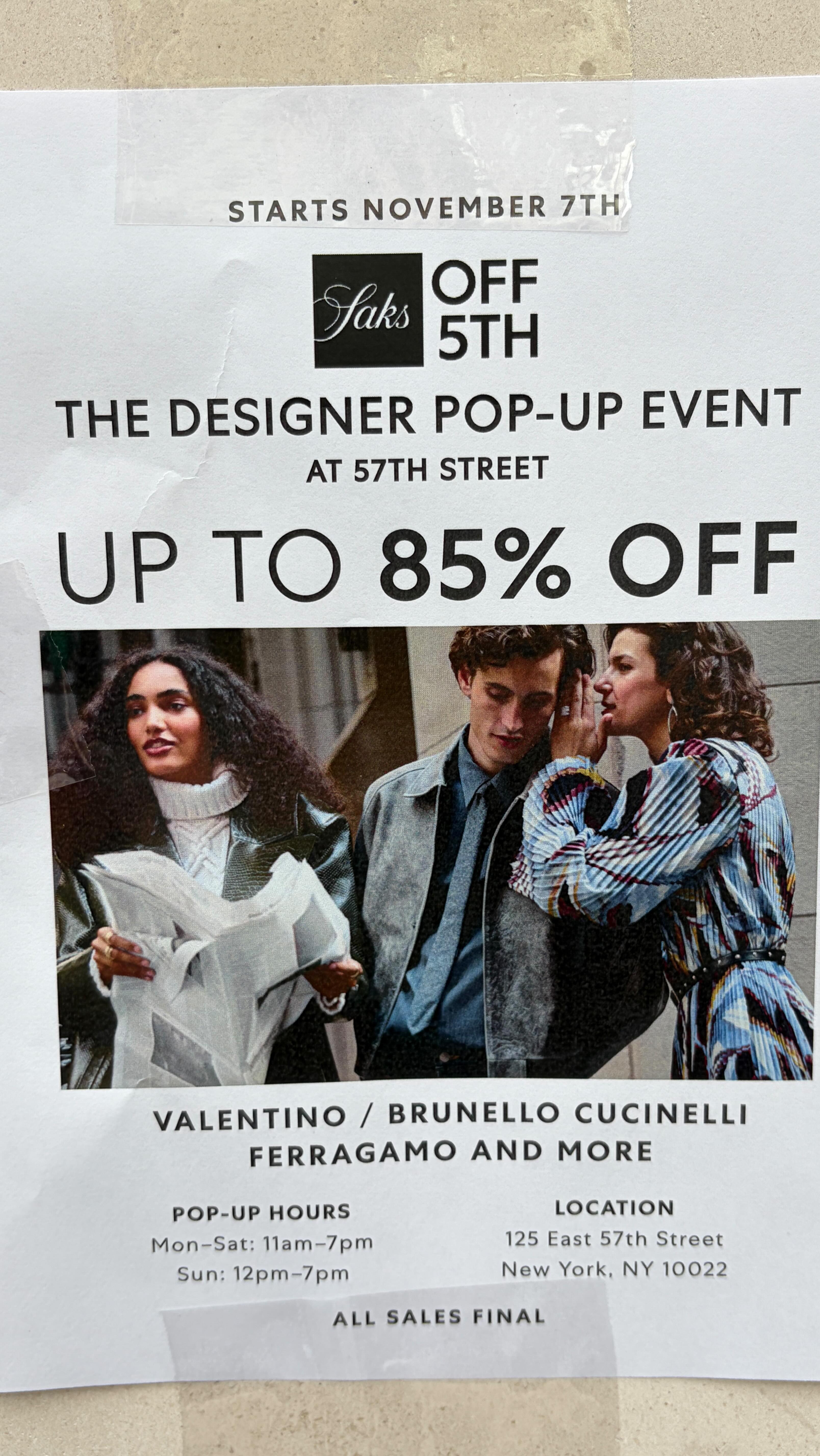 Instagram post by @madisonavenuespy for Saks OFF 5TH. Caption reads: @SaksOFF5TH on 57th Street in NYC is having a huge....