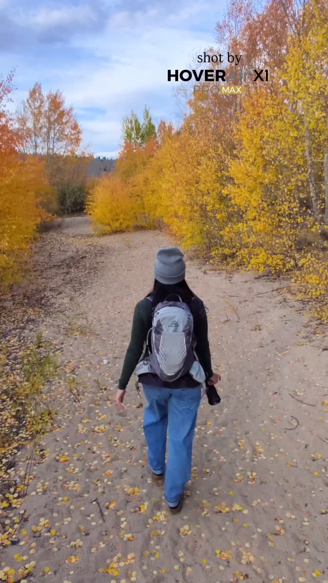 Instagram post by @ilariareed for HOVERAir. Caption reads: Capturing Colorado Fall on my new @hoverair_global....