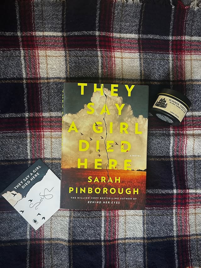 Instagram post by @sarahpinboroughbooks for Flatiron Books. Caption reads: SWEEPSTAKES Tomorrow is pub day for THEY SAY A....