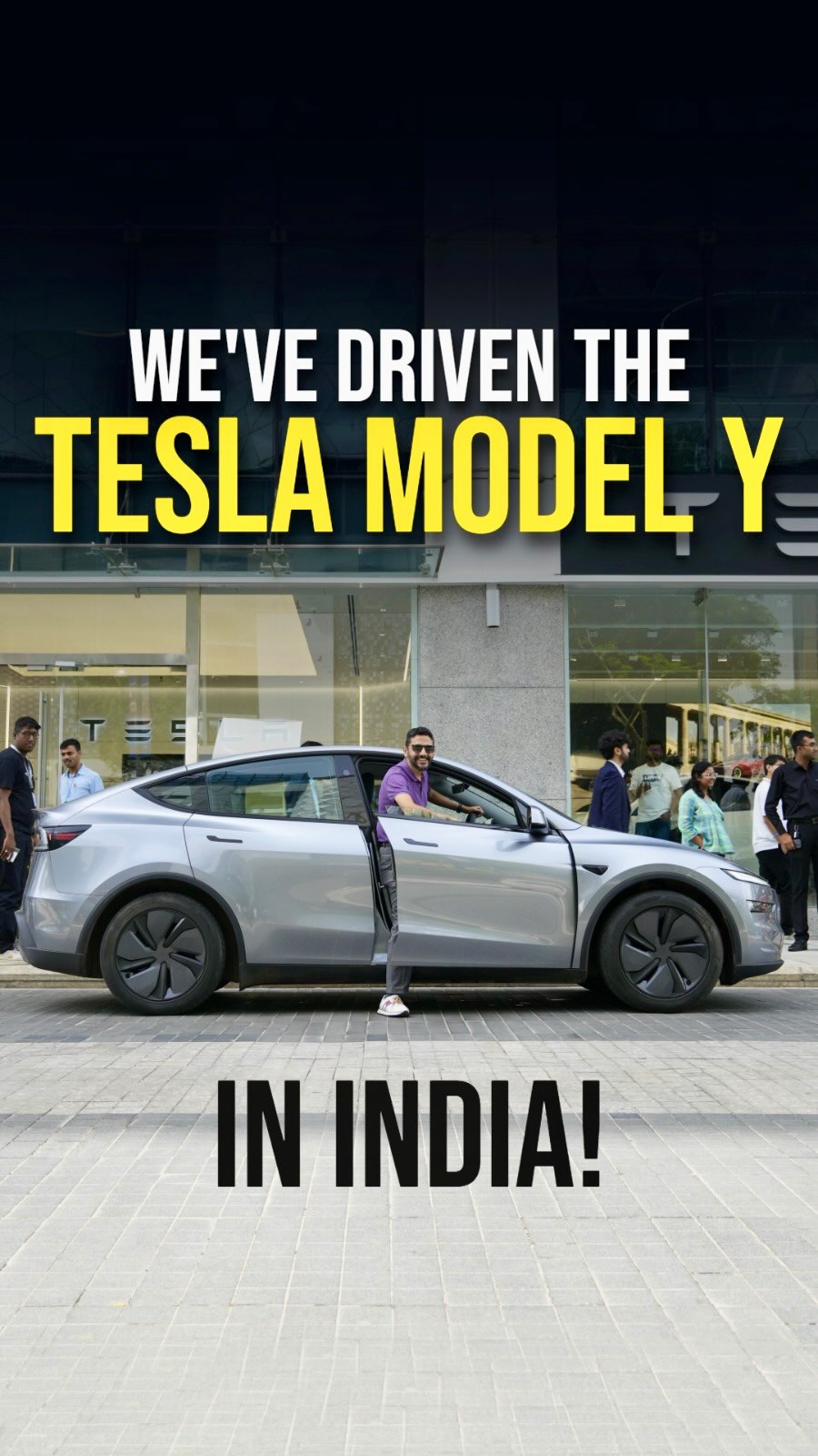Instagram post by @gavin_drives for Tesla. Caption reads: Tesla is finally here and has started its India....