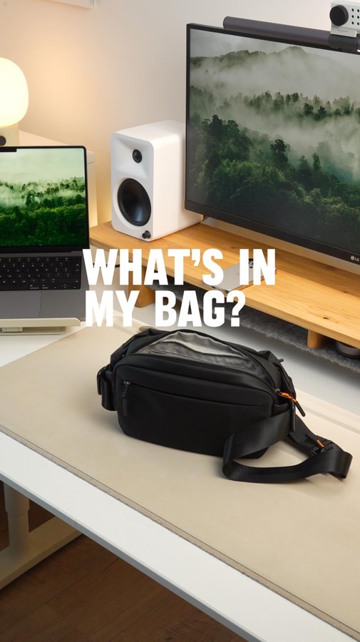 Instagram post by @zenjoshh for inateck. Caption reads: What’s in my bag?💼 

This is the Inateck sling....
