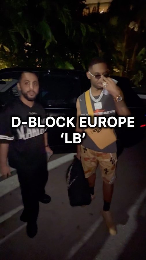 Instagram post by @dirtbike_lb for HOT 97. Caption reads: #HOT97 Exclusive #DripCheck with #DBLOCKEUROPE’s....