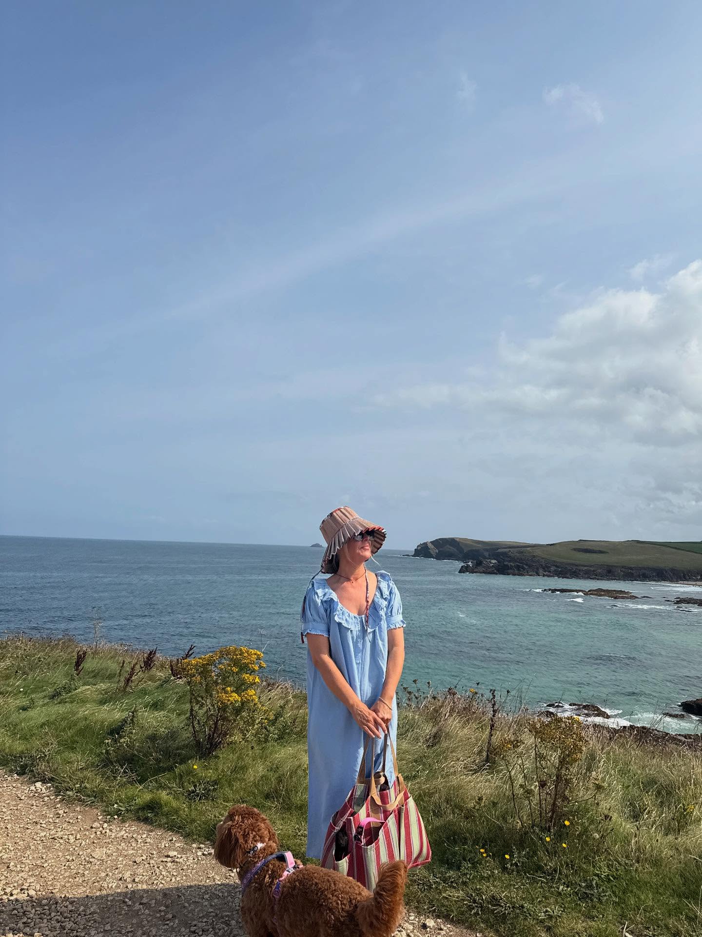 Instagram post by @erica_davies for Sezane. Caption reads: The sun came back out! We hiked to the beach! I....