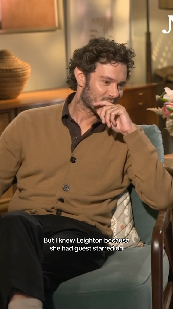 Instagram post by @adambrodyy for Bustle. Caption reads: Kristen Bell explains that she knows Leighton....