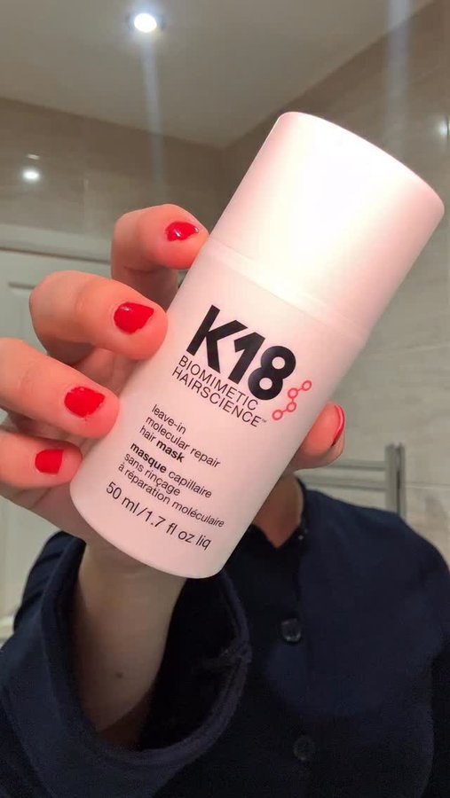 Instagram post by @_dannibenattar for K18 Hair. Caption reads: A new addition to the @k18hair family 😛✨

Let me....