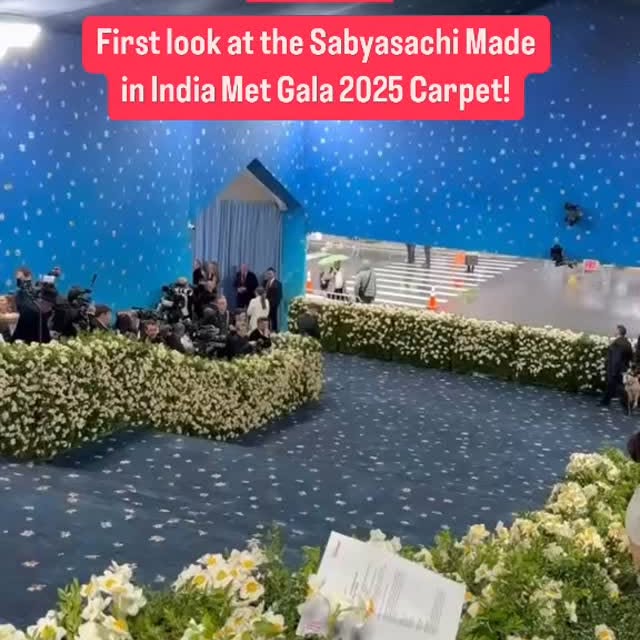 Instagram post by @sochxindia for Sabyasachi. Caption reads: First look at the Met Gala 2025 carpet designed by....