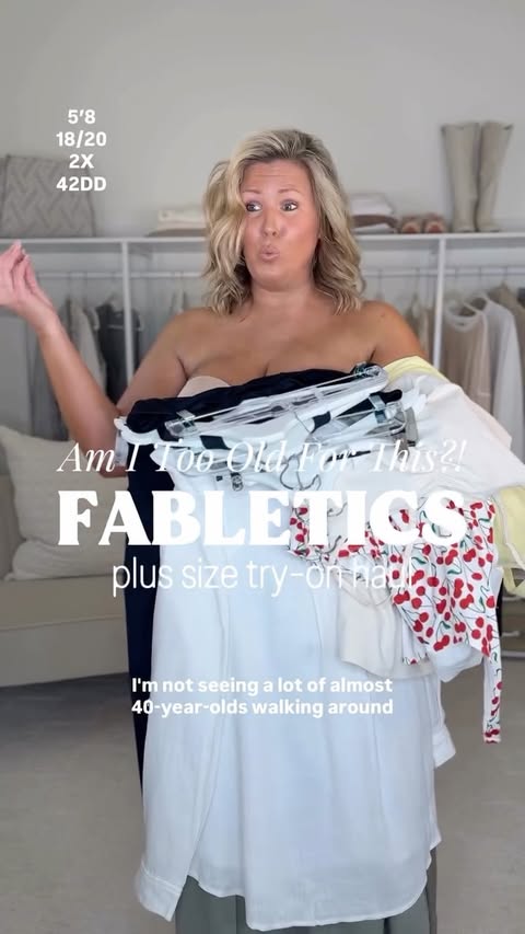 Instagram post by @ashley_dorough for Fabletics. Caption reads: [...] guys am I too old for @fabletics?! I am not....