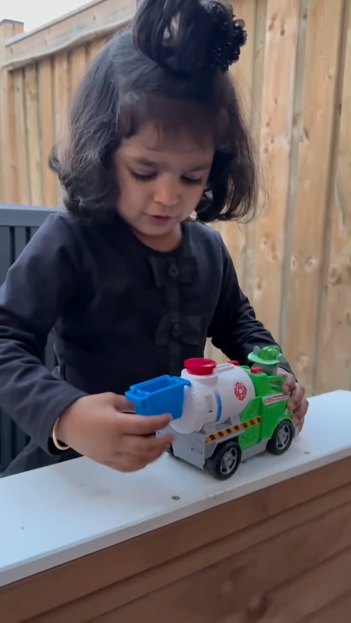 Instagram post by @khush_reviewingtales for PAW Patrol. Caption reads: The rescue vehicle features a built-in gripper....