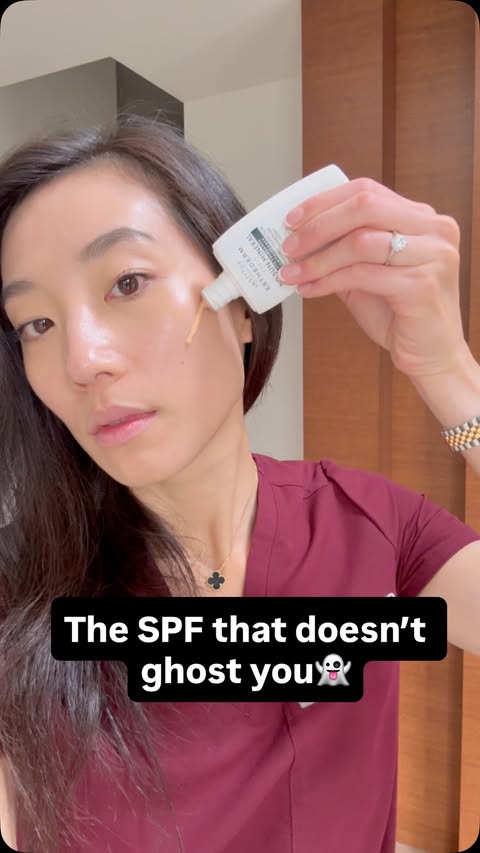 Instagram post by an influencer for Institut Esthederm Canada. Caption reads: The SPF that doesn’t ghost you 👻❌ If your mineral....