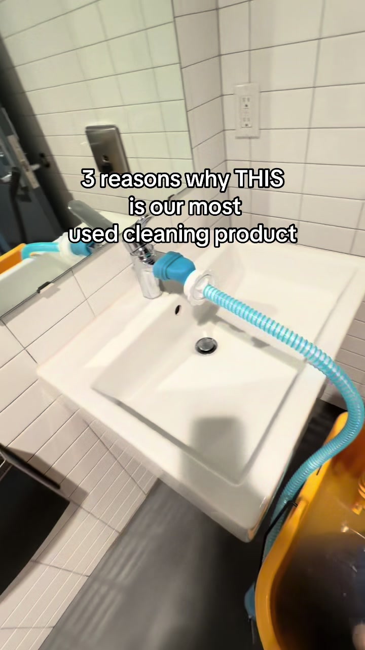TikTok post by @esnwcleaning for Rinseroo. Caption reads: Cesar uses the @Rinseroo™ at almost every building....