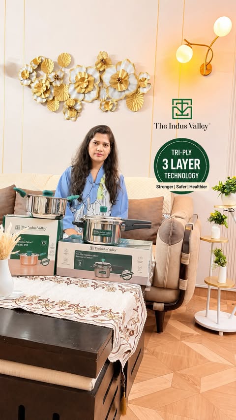 Instagram post by @lil_babie_world for The Indus Valley. Caption reads: [...] code MAMTA43. Cook healthier with The Indus....