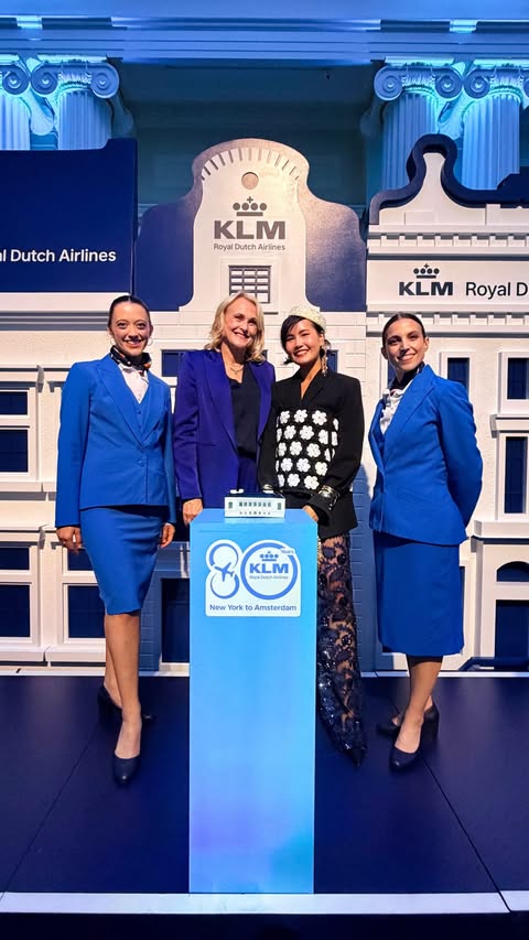 Instagram post by @nanphanitajacob for KLM Royal Dutch Airlines. Caption reads: Come with me to experience @klm celebrating 80....