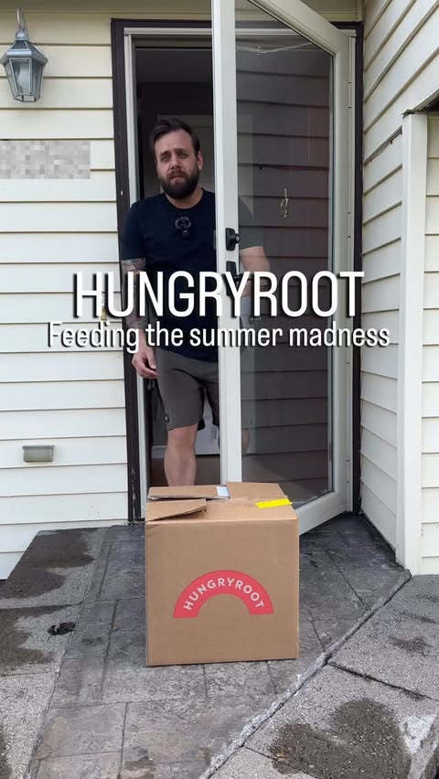 Instagram post by @nates.average.life for Hungryroot. Caption reads: Summer with kids = zero time to cook @hungryroot s....
