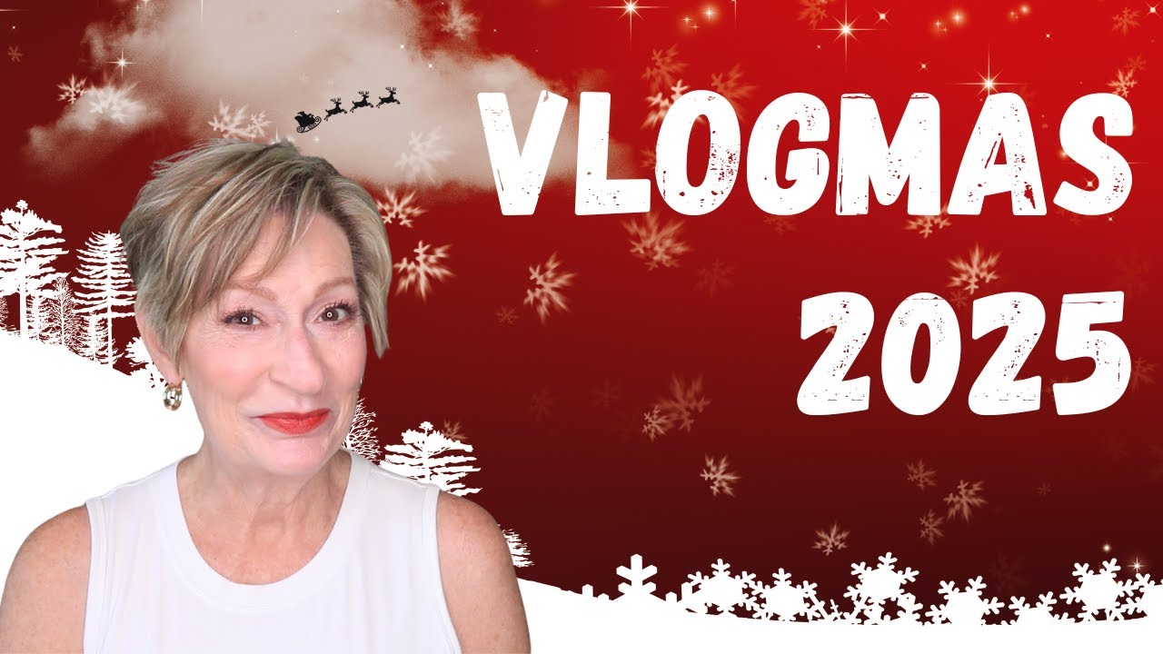 YouTube post by @AgeIsJustANumber for City Beauty. Caption reads: Vlogmas 2025 Dec 8, FUN with Santa Baby, Wine....