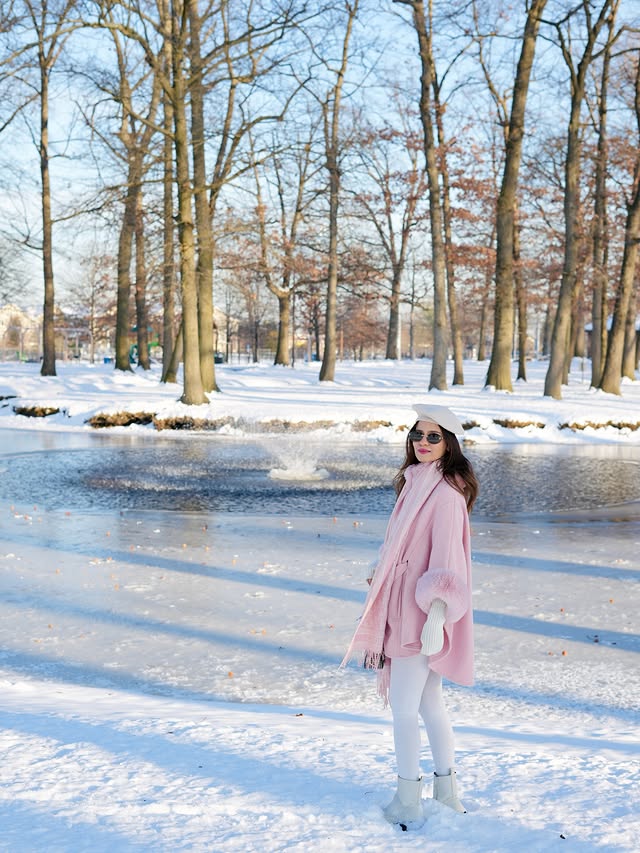 Instagram post by @anmol__pahuja for Chicwish. Caption reads: Snow much love 🤍

Wearing 

Pink fur jacket-....