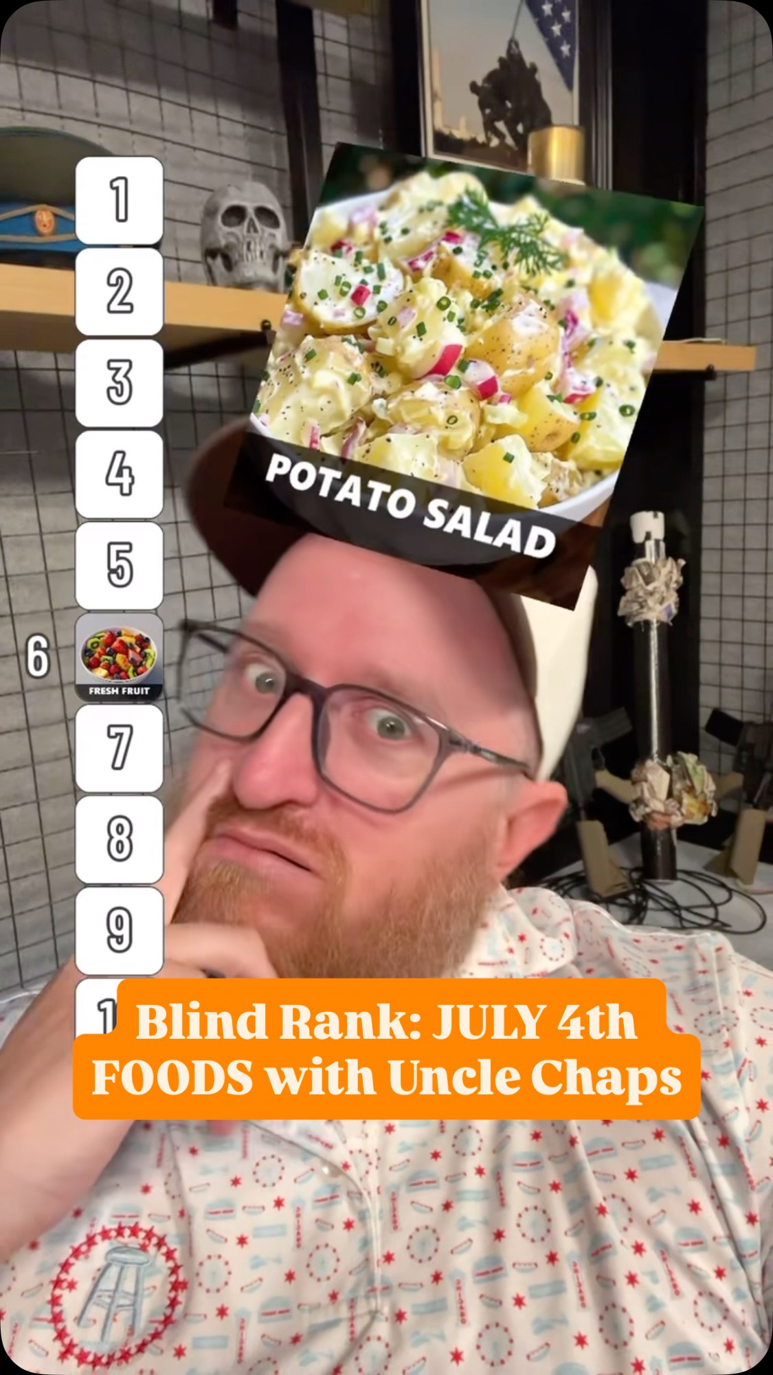 Instagram post by @unclechaps for Barstool Sports. Caption reads: Blind Rank: JULY 4th FOODS @unclechaps....