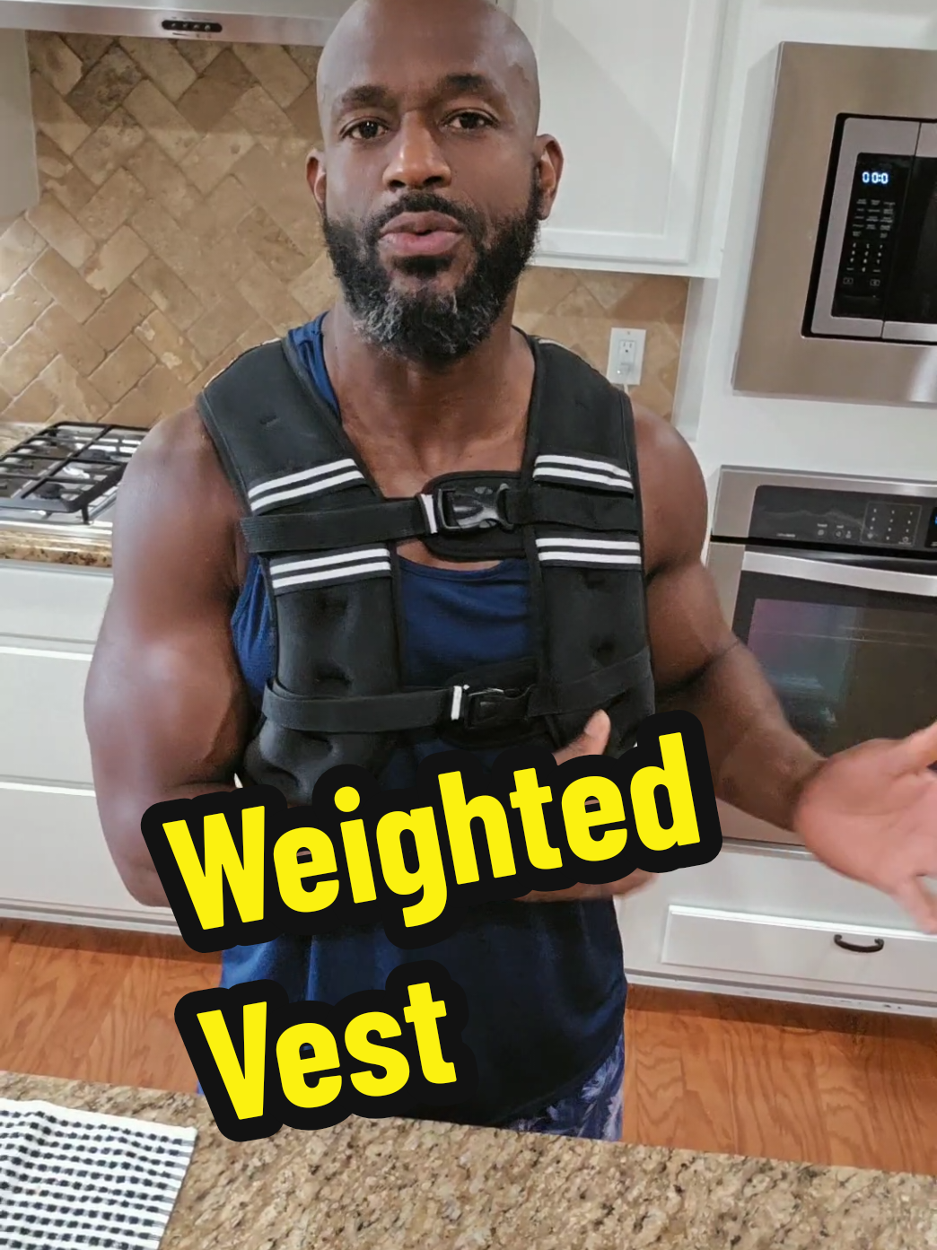 TikTok post by @moyeboyfitness for Zelus Fitness. Caption reads: ZELUS Weighted Vest! #weightedvest @ZELUS Fitness.