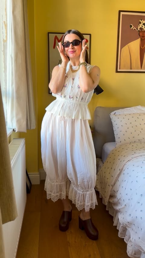 Instagram post by @kerryawalker_ for Free People. Caption reads: Cute newness unboxing ft awkward pauses whilst the....