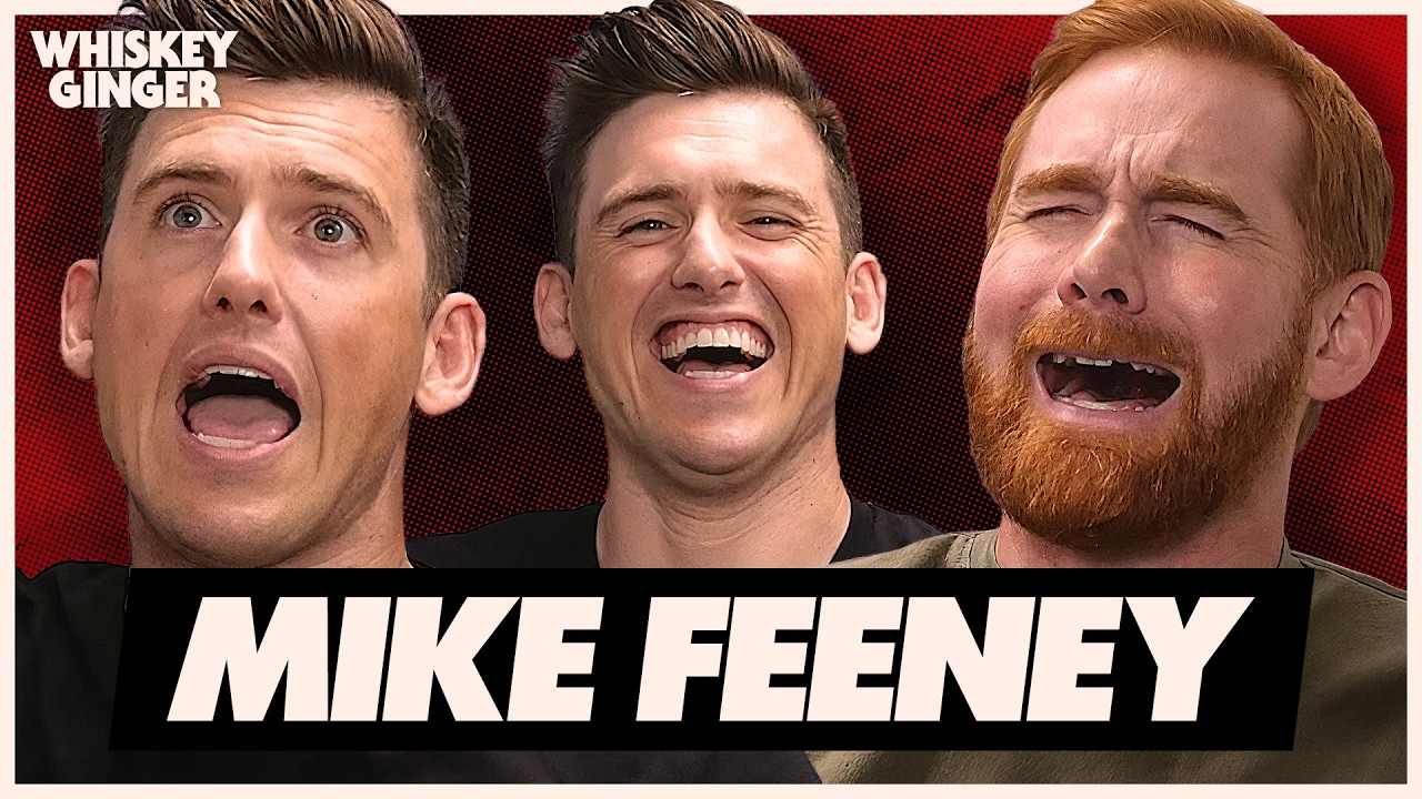 YouTube post by @AndrewSantinoWhiskeyGinger for hims. Caption reads: Mike Feeney is down to clown! | Whiskey Ginger.