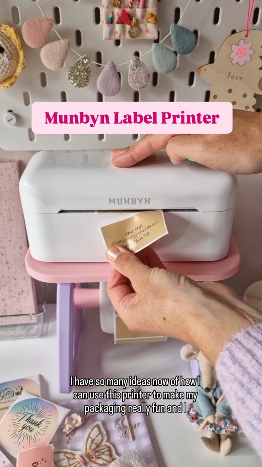 Instagram post by @ohsewrosiehandmade for Munbyn. Caption reads: [...] get a thermal printer earlier! With....