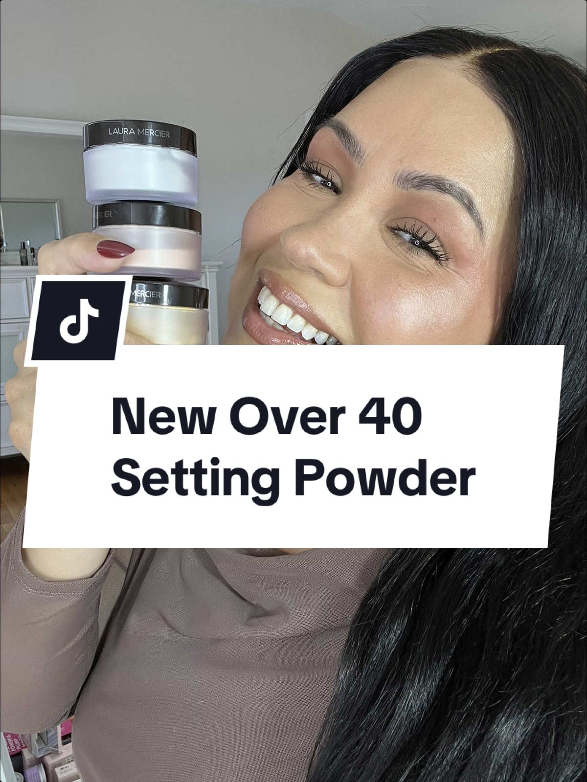 TikTok post by @veronicashavie for Laura Mercier. Caption reads: 10/10 for the @Laura Mercier secret brightening....